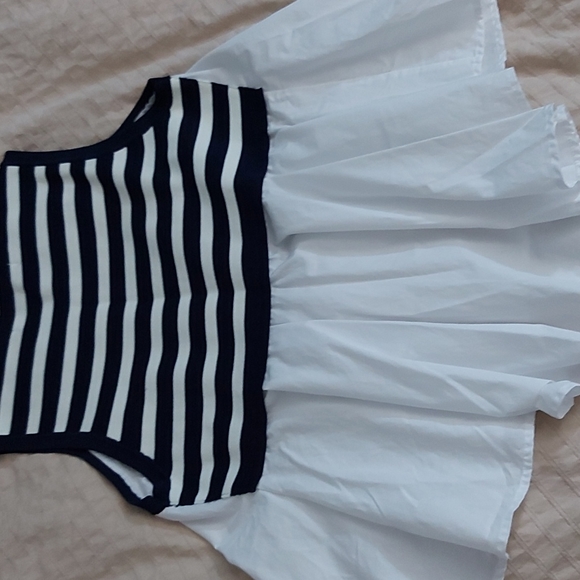 English Factory Anchor Top/Sz S/NWOT/Designer/Navy/White/Ruffles/Cotton/Unique - Picture 3 of 7